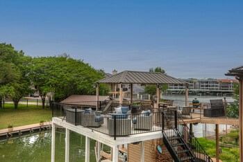 stunning luxury lake home with waterfront and dock