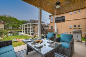 stunning luxury lake home with waterfront and dock
