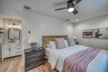 luxury riverfront villa with firepit and gameroom