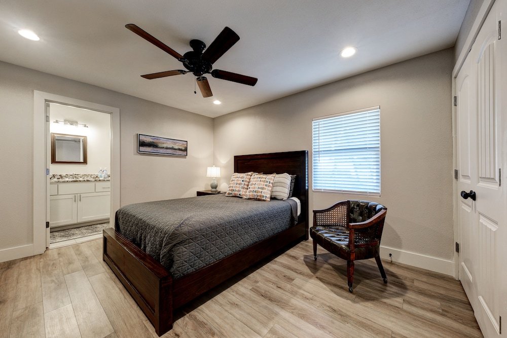 waterfront lake house with hot tub and firepit