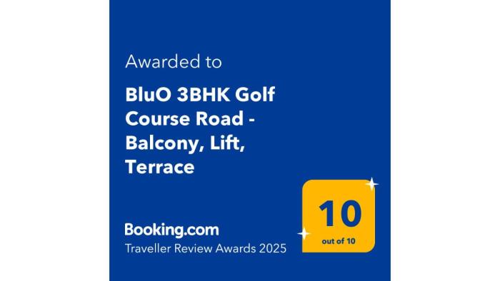 bluo 3bhk golf course road balcony lift