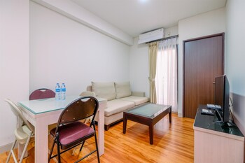 modern look and homey 2br transpark cibubur apartment near mall