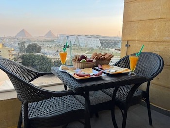 asia grand museum and pyramids view