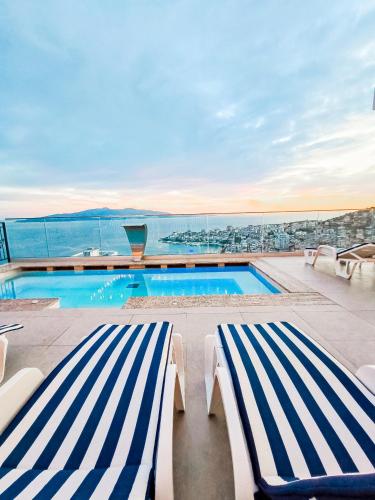sunset shoreline saranda hotel