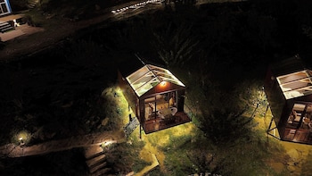 glass cabins and cafe by urban monk