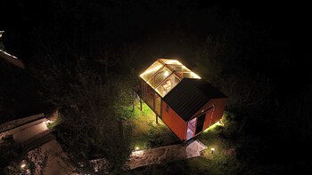 glass cabins and cafe by urban monk