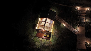 glass cabins and cafe by urban monk