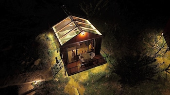 glass cabins and cafe by urban monk