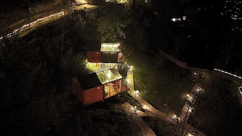 glass cabins and cafe by urban monk