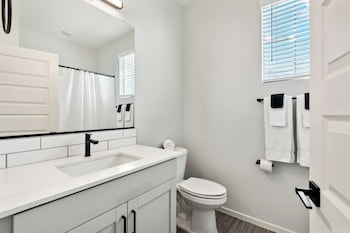 fresh modern home with pool bbq