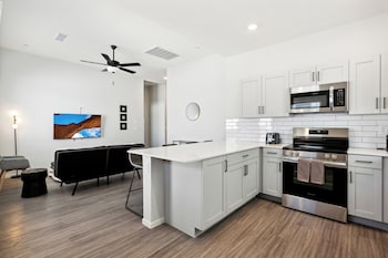 fresh modern home with pool bbq