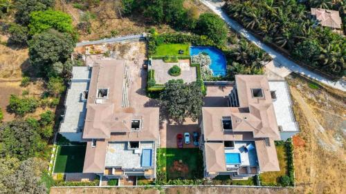 mountain and pool view from balcony