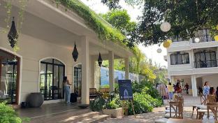 mountain and pool view from balcony