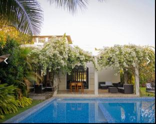 mountain and pool view from balcony
