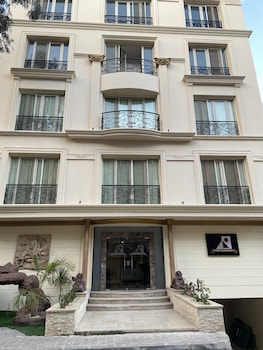 aziz palace front pyramids view and rooftop restaurant
