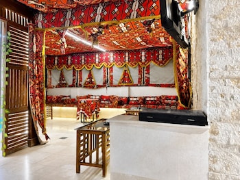 aziz palace front pyramids view and rooftop restaurant
