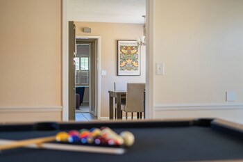 serene modern getaway with poolandgames