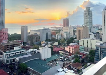 modern studio with sunset view