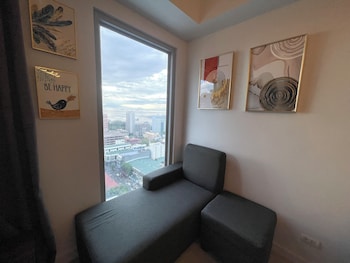 modern studio with sunset view