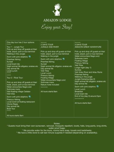 curupira amazon lodge private jungle tour river tour or great adventure tour included only in deluxe rooms