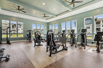 luxurious apartments pool gym bikes