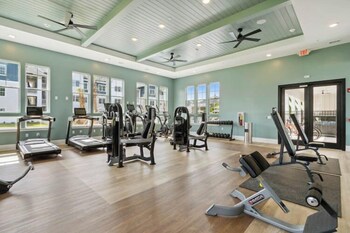 luxurious apartments pool gym bikes