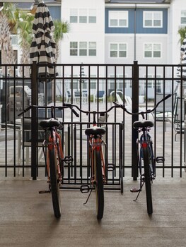 luxurious apartments pool gym bikes