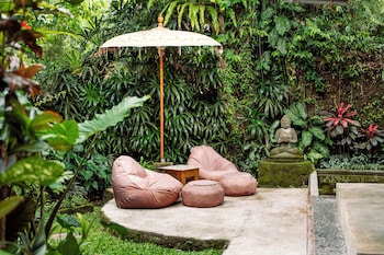 barong retreat villa ubud with hammock terrace garden and koi pond