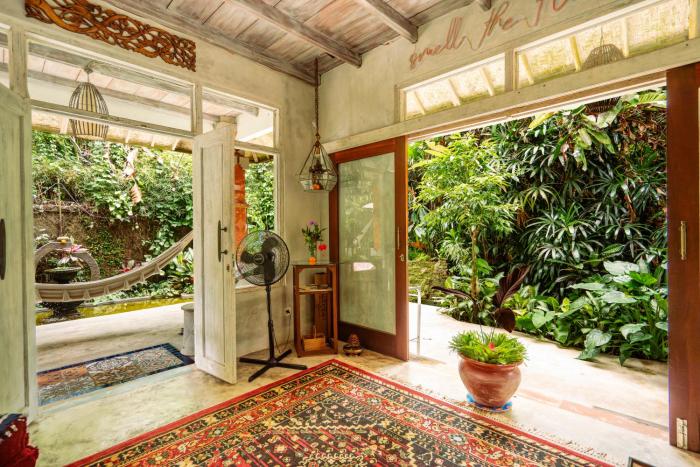 barong retreat villa ubud with hammock terrace garden and koi pond