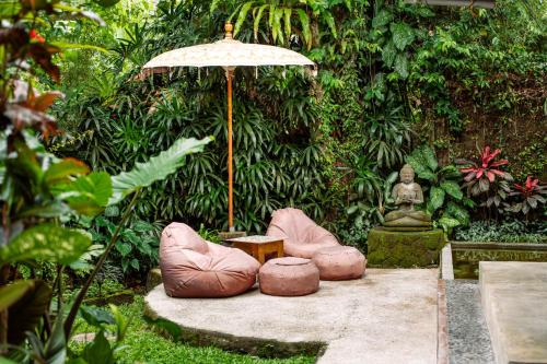 barong retreat villa ubud with hammock terrace garden and koi pond