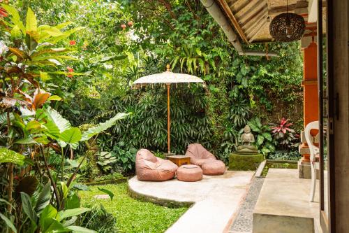 barong retreat villa ubud with hammock terrace garden and koi pond