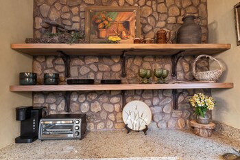 woodsman hobbit with hot tub and fireplace
