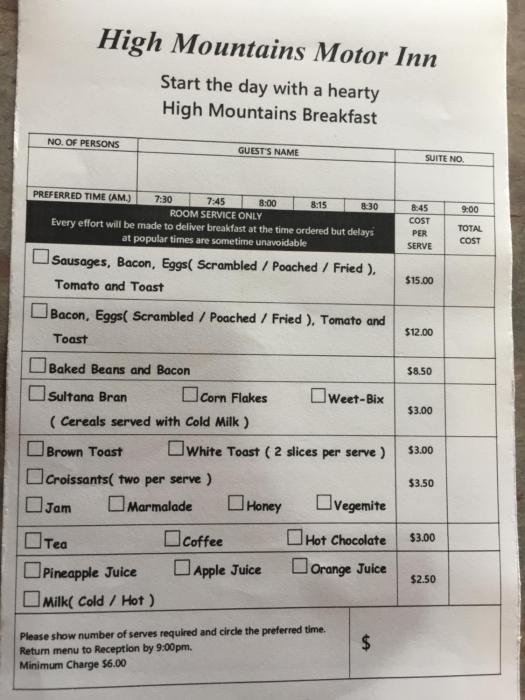 high mountains motor inn