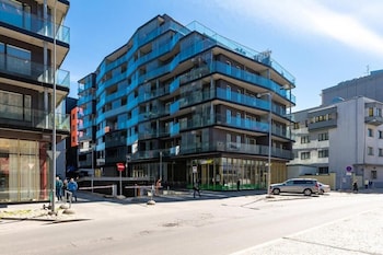 city center with free parking and sauna