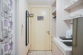 minimalist studio apartment with city view at m town residence