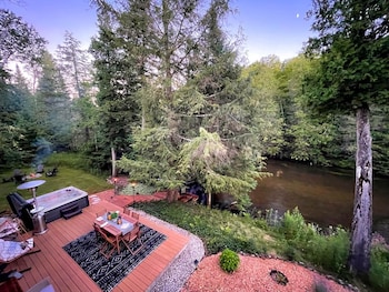 firefly lodge boardman river hot tub woodstove